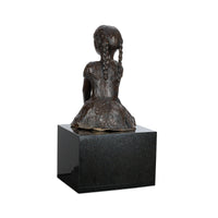 Barrie Shaw-Rimmington - Little Girl Seated - Painted Fibreglass on Marble Plinth