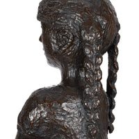 Barrie Shaw-Rimmington - Little Girl Seated - Painted Fibreglass on Marble Plinth