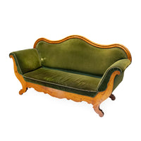 Biedermeier Rolled Arm Sofa with Green Upholstery