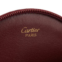 CARTIER Round Burgundy Leather Coin Purse