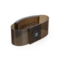 CHANEL Clear Black Vinyl Snap Bracelet