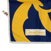 CHRISTIAN Silk Scarf - Blue, Yellow, & White