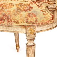 Carved Armchairs with Red & Gold Upholstery - Set of 2