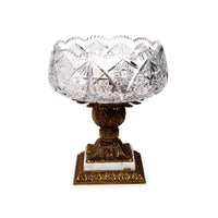 Cut Crystal Bowl on Brass & Marble Stand