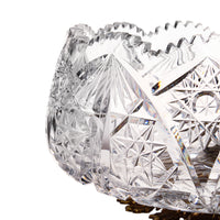 Cut Crystal Bowl on Brass & Marble Stand