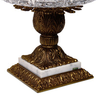 Cut Crystal Bowl on Brass & Marble Stand