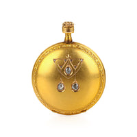 ETERNA 14K Yellow Gold Diamond Double Hunter Pocket Watch