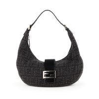 FENDI FF Wool Hobo Shoulder Bag - Grey