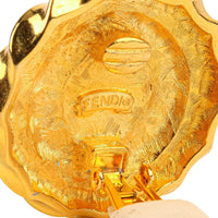 FENDI Gold Plated Round FF Clip Earrings