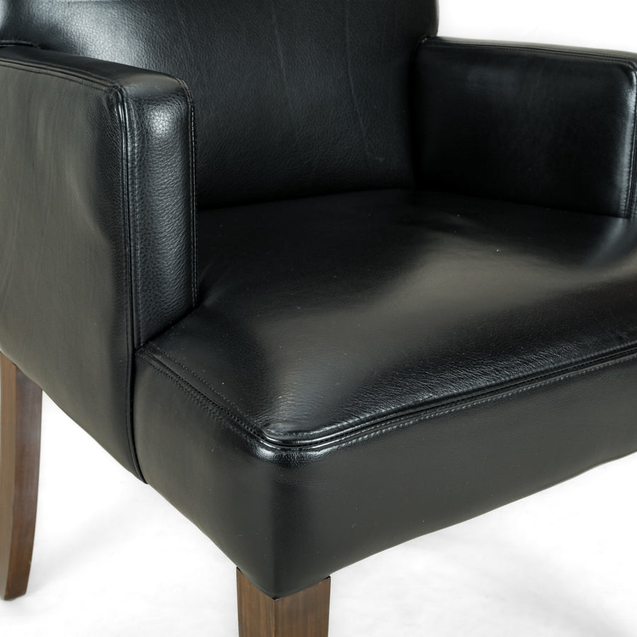 Black Leather Armchairs - Set of 2