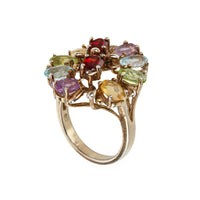 HN Sterling Silver Multi-Gemstone Cluster Ring