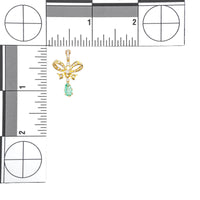 14K Yellow Gold Pear Shaped Emerald Diamond Drop Pendant