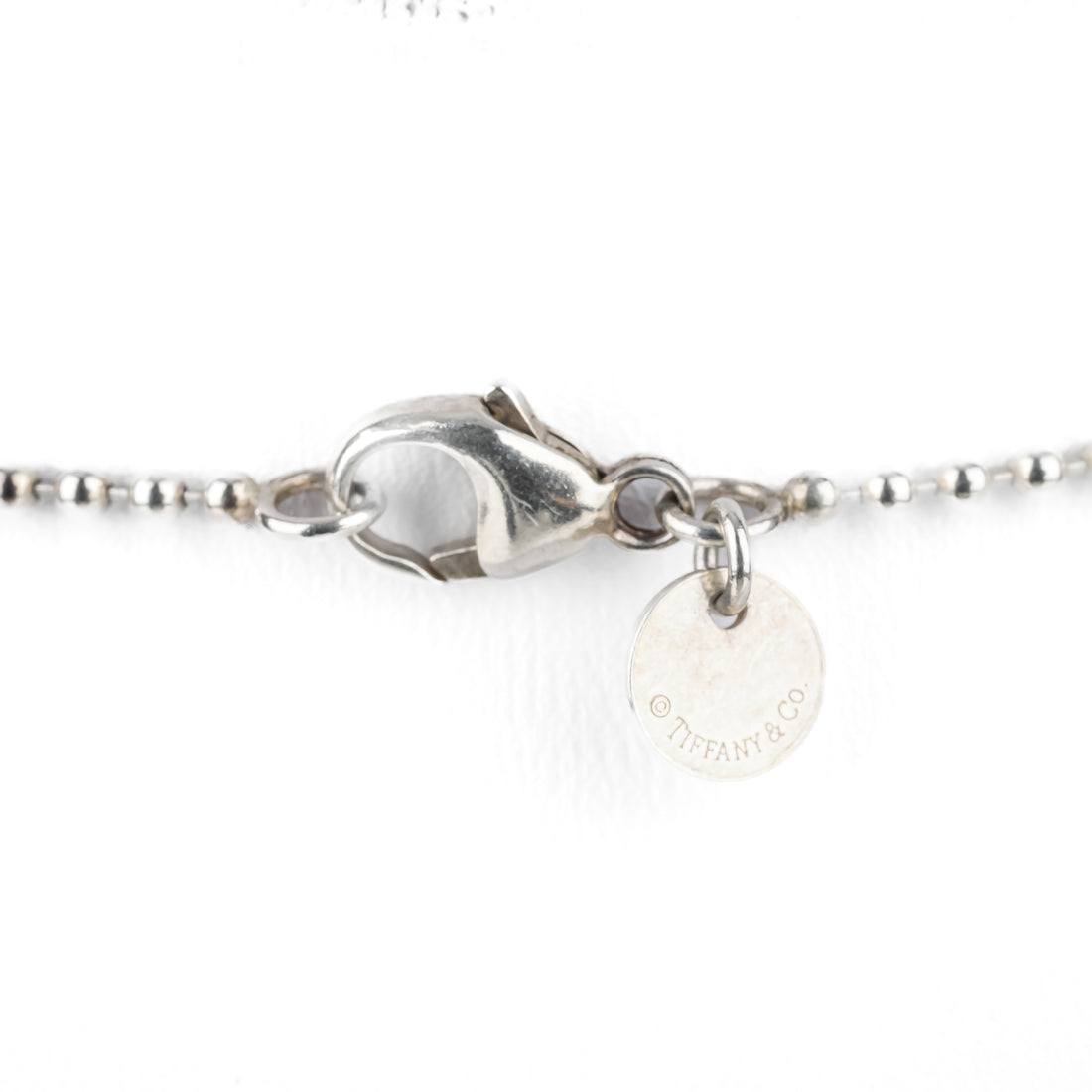 TIFFANY & CO Sterling 2 Heart Tag Bead Necklace