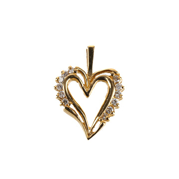 14K Yellow Gold Diamond Open Heart Pendant