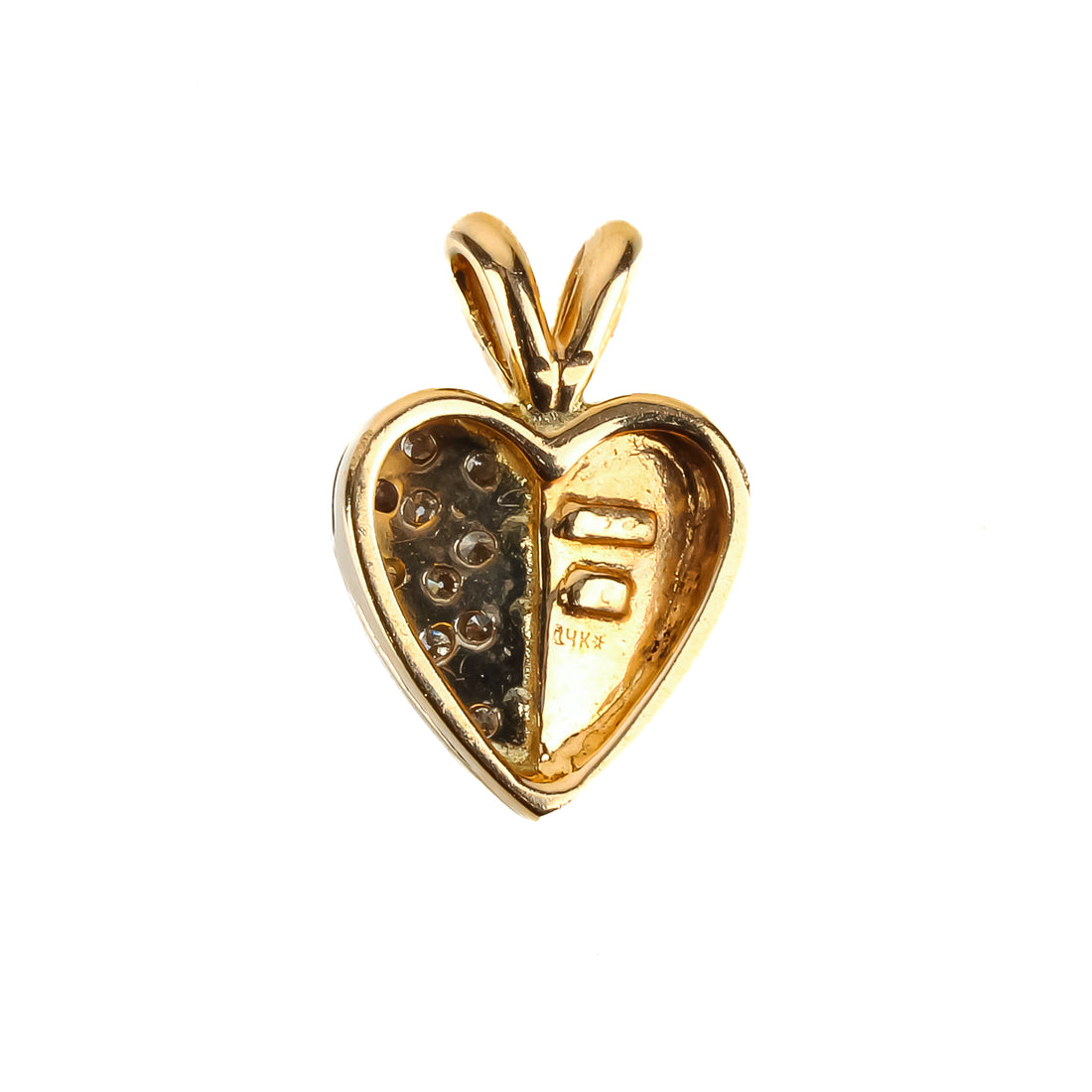 14K Yellow & White Gold Half-Diamond Heart Pendant