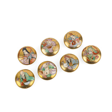 Vintage Satsuma Buttons - 7 Lucky Gods