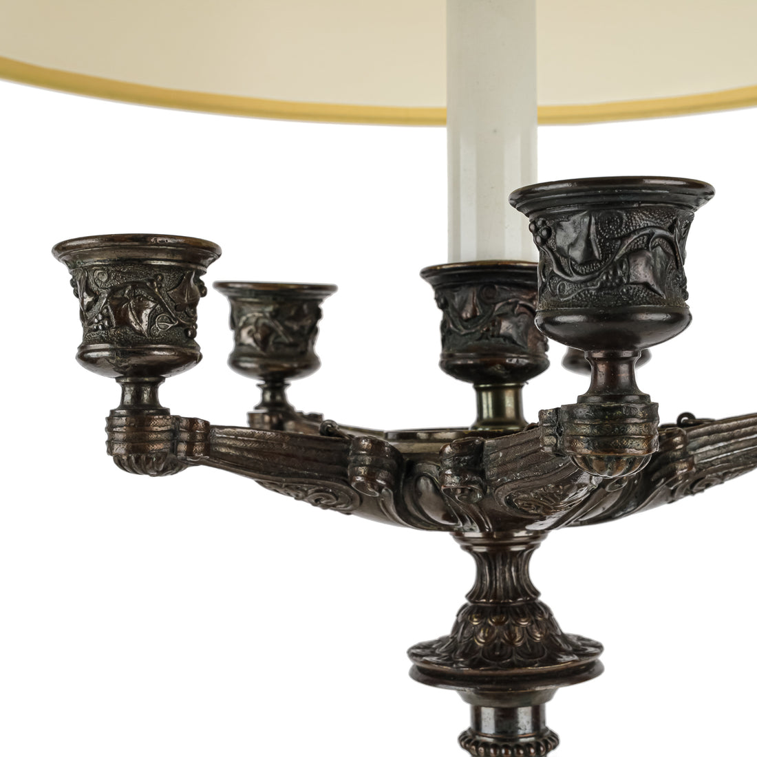 Vintage Bronze Napolean III Candelabra Lamp w/Shade