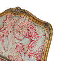 Louis Style Bergere Chairs with Red/Green Foliage Upholstery