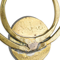 RAFAEL Brass Blue Glass Cabochon Torque Necklace