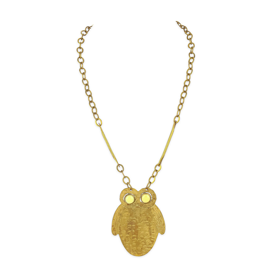 RAFAEL Brass Owl Pendant Necklace