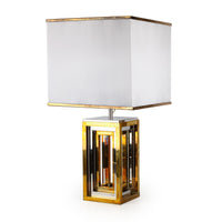 ROMEO REGA Brass & Chrome Square Table Lamp