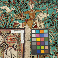 Silk Qum Rug - Hunting Scene 5'1" x 3'8"