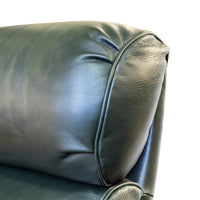 STICKLEY Bustle Back Mission Oak Recliner - Dark Green Leather