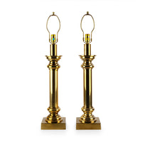 STIFFEL Brass Column Table Lamps - Set of 2