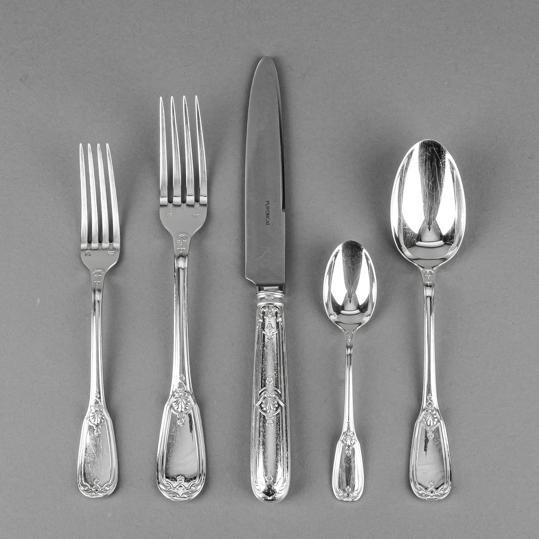 PUIFORCAT Lavalliere Silverplate Flatware 10 Place Settings Plus Extras