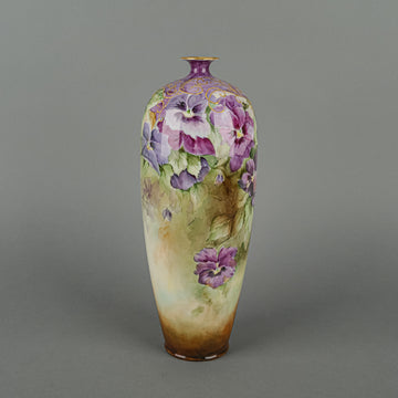 CERAMIC ARTS CO BELLEEK Hand Painted Floral Bottle Vase
