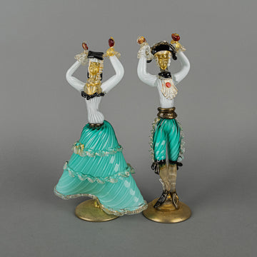 Murano Art Glass Figs Venetian Couple Dancing 2pcs