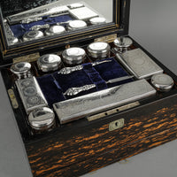 Antique Victorian Coromandel Jewelry/Vanity Case & Contents