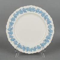 WEDGWOOD Blue On White Embossed Queens Ware 8 Place Settings Plus Extras