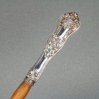 BIRKS Queens Sterling Silver Handle Wooden Salad Servers - Set of 2