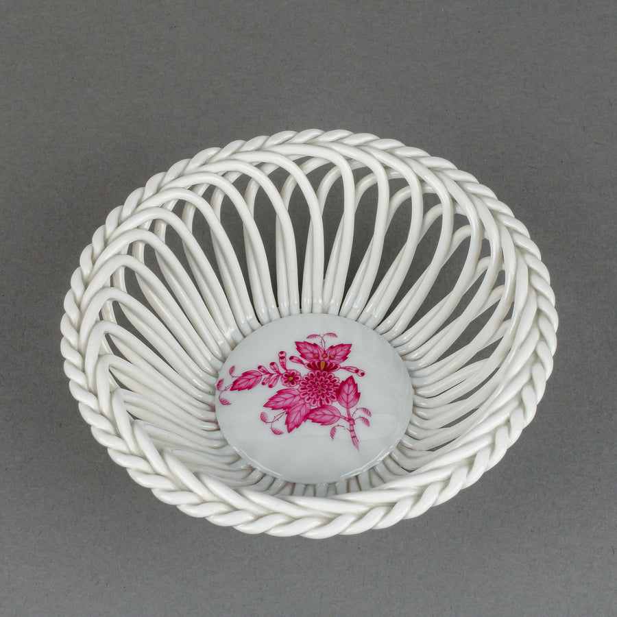 HEREND Chinese Bouquet Open Work Basket 7371