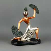 D'ARGENTA - Fan Dancer - Cast Silver & Copper Sculpture on Polymer Base
