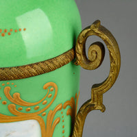 French Porcelain Lidded Vase with Brass Fittings