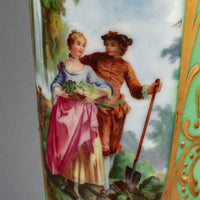 French Porcelain Lidded Vase with Brass Fittings