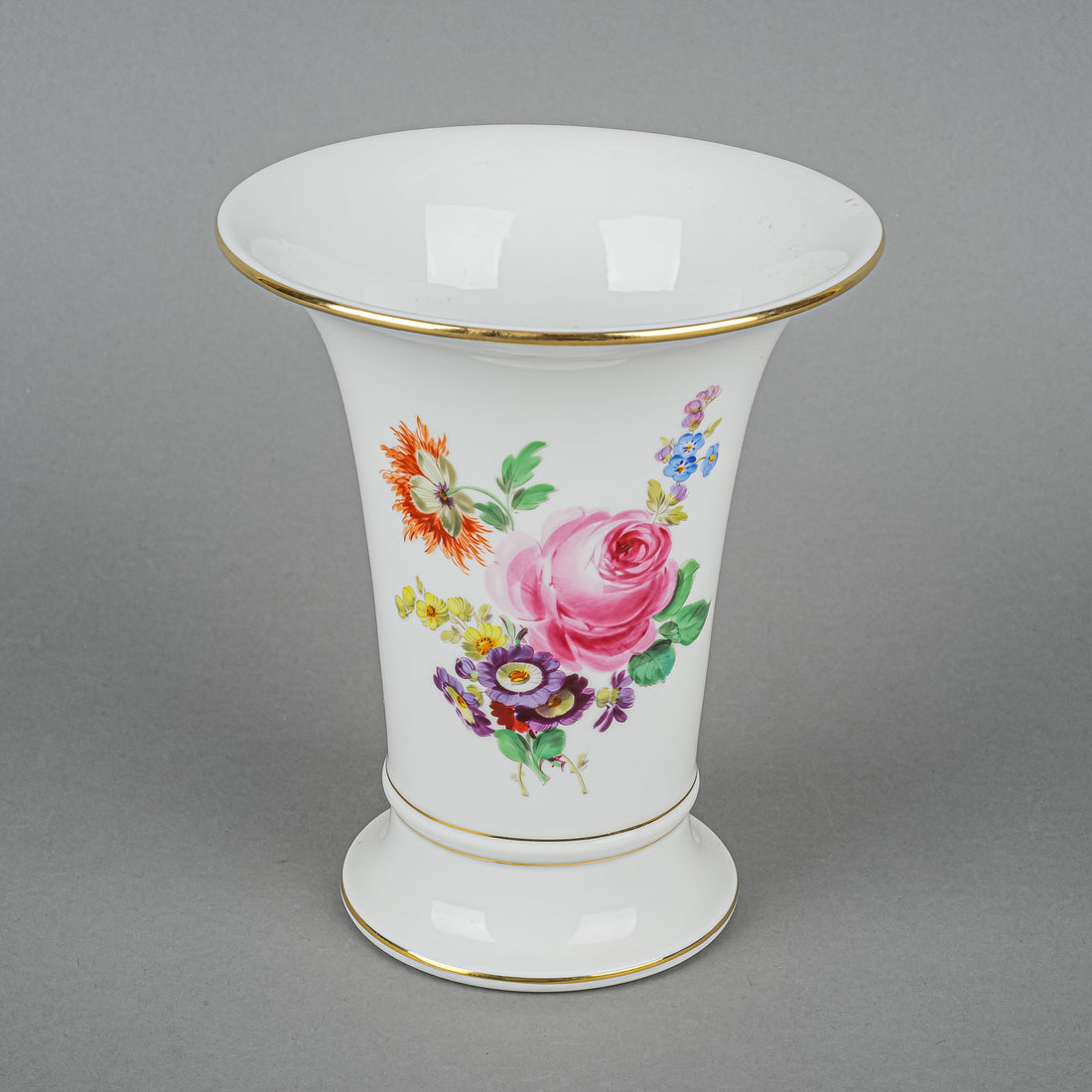 MEISSEN Hand Painted Floral Flare Vase