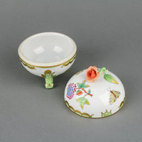 HEREND Queen Victorian Rose Knob Footed Bonboniere 6186