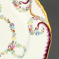 ROYAL WORCESTER Hand-Painted Floral Garland Luncheon Plates - Set of 6