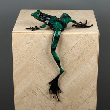 Tim Cotterill - Frog with Leg Hanging Down - Hand-Painted Bronze Sculpture