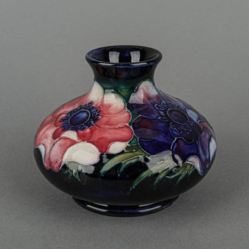 Wm MOORCROFT Anemone Blue Ground Squat Vase