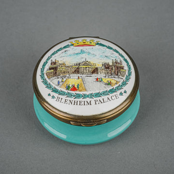 BILSTON & BATTERSEA HALCYON DAYS Blenheim Palace Enamel Trinket Box