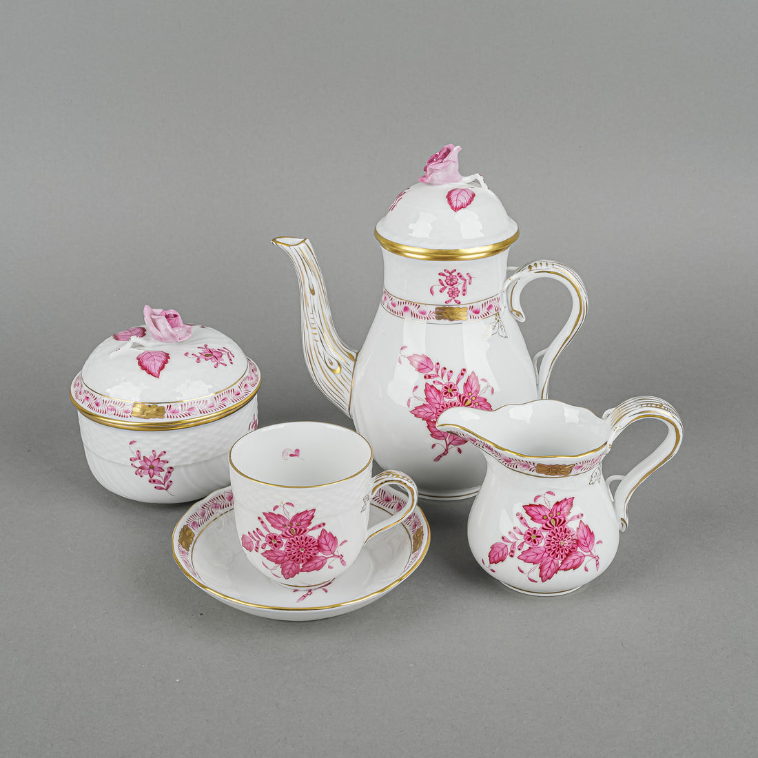 HEREND Chinese Bouquet Coffee Set 17pcs