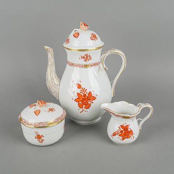 HEREND Chinese Bouquet Coffee Service 5pcs - Rose Knob