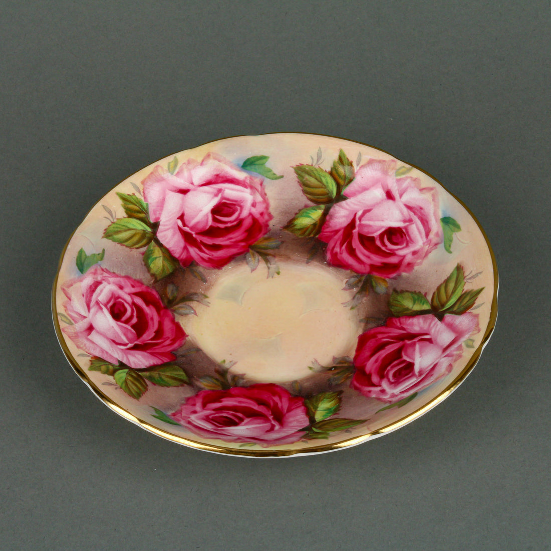 AYNSLEY Hand-Painted Cabbage Roses Cup & Saucer C1026