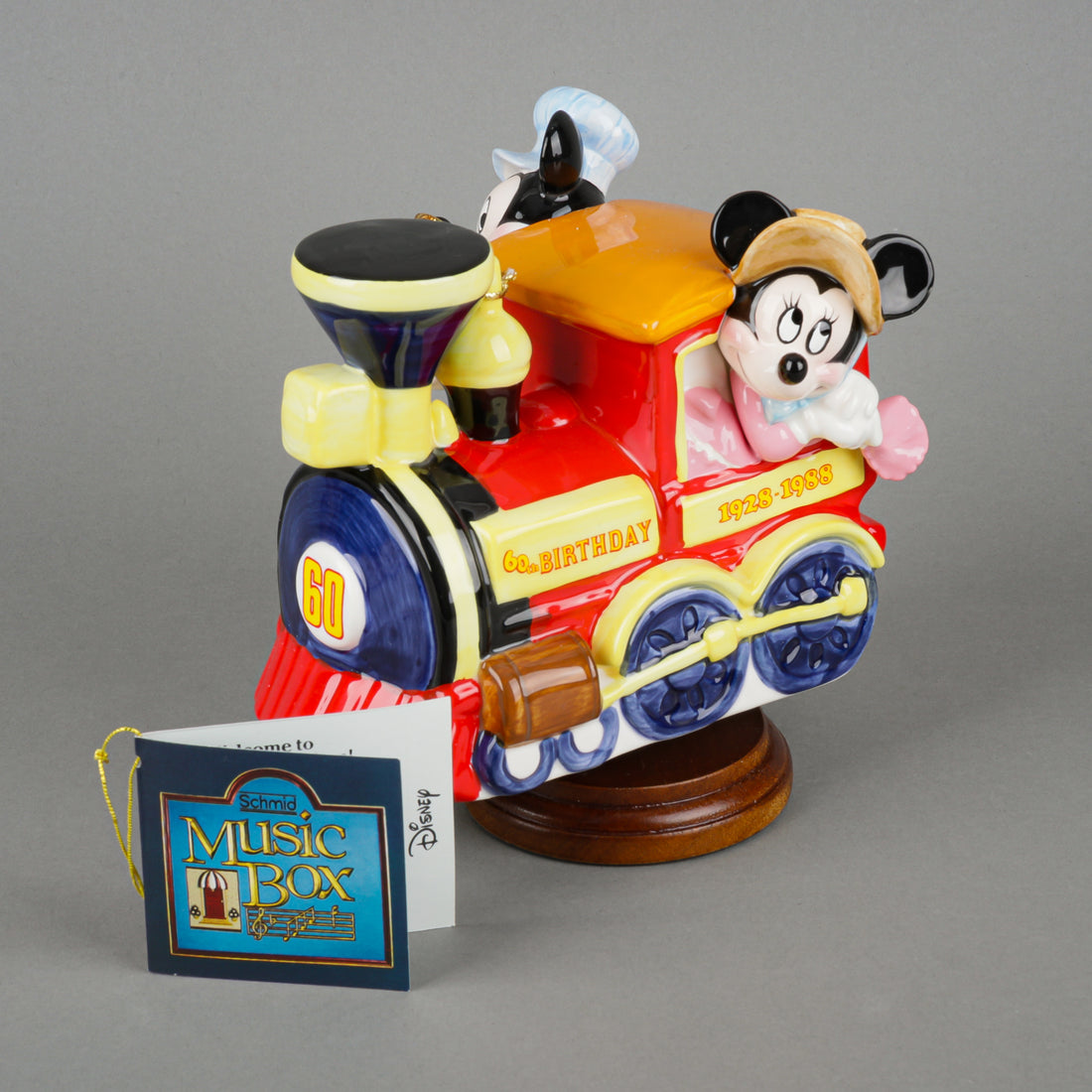 SCHMID Musical Collectible Mickey & Minnie Train Music Box