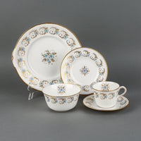 ROYAL CROWN DERBY Floral & Gold Leaves Scroll Tea Set