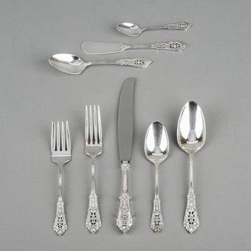 WALLACE Rose Point Sterling Luncheon Flatware 39 Pcs